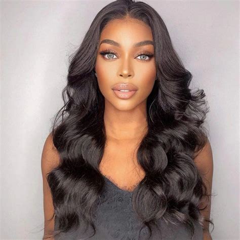 Body Wave 13x6 Lace Frontal Wig Natural Black Human Hair Wig Wellige