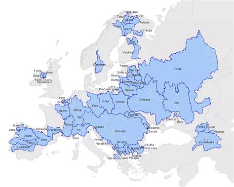 Printable Europe Rivers Map - Print World Maps