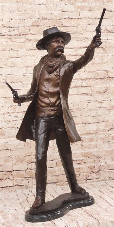 Russells Wyatt Earp Bronze Sculpture Two Gun Shooter Collector Editi