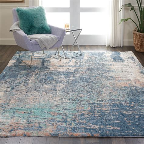 Nourison Abstract Shag Plush Abstract Slate Blue Area Rug - Walmart.com - Walmart.com