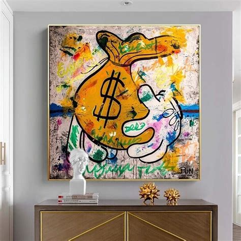 Money Bag Graffiti Art Canvas Dollar Graffiti Street Wall Art - Etsy