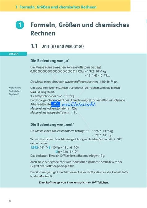 Formeln Größen und chemisches Rechnen Teil 1 meinUnterricht