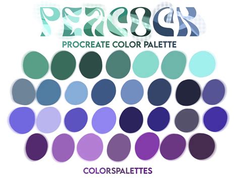 Peacock Procreate Color Palette Colorspalettes™ Etsy