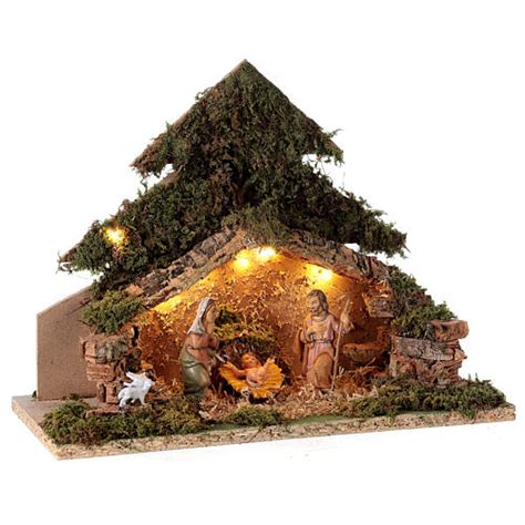 Cabana Natividade De Jesus Rvore Iluminado Pres Pio Figuras Altura