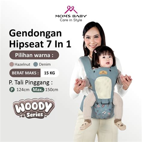 Jual Moms Baby Gendongan Hipseat Bayi Sirkulasi Udara 7 In1 Woody