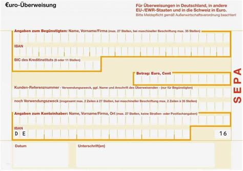 Sepa Berweisungsformular Vorlage Pdf Gro Artig Ziemlich Berweisung