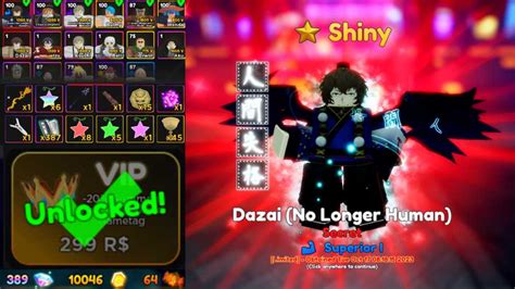 Dazai Shiny Anime Adventures 10 Mythic Units Secret 2 Unverified