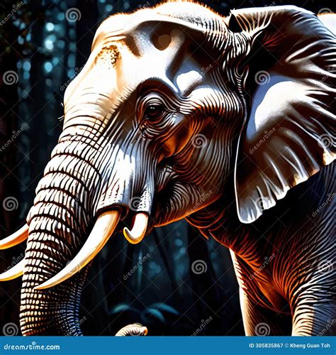 Elephant Wild Animal Living in Nature, Part of Ecosystem Stock