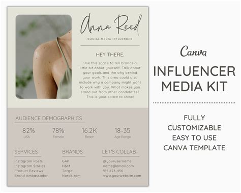 Minimalist Influencer Media Kit Template For Canva In 2022 Media Kit