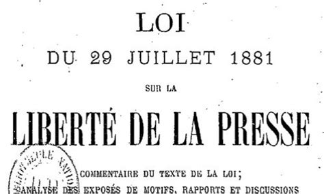 Pétition Pour Défendre La Loi De 1881 Et La Liberté De La Presse