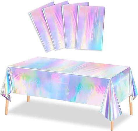 Amazon 4 Pack Iridescence Plastic Tablecloths Shiny Disposable