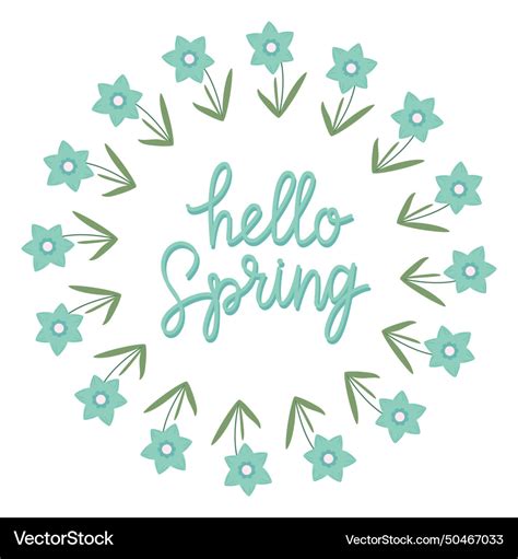 Hand Drawn Lettering Hello Spring Card Royalty Free Vector