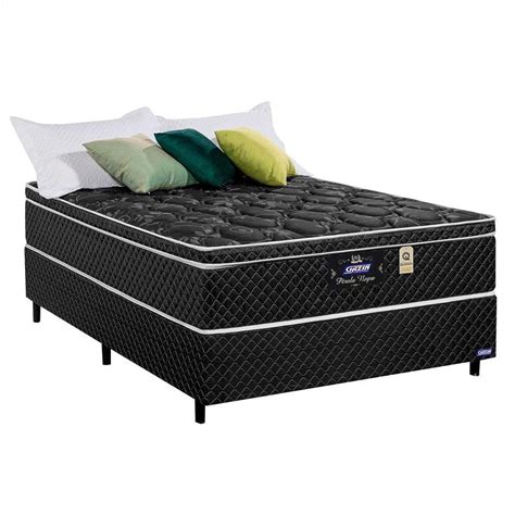 Cama Box Queen Colchao Molas Ensacadas Perola Negra Gazin X X Cm