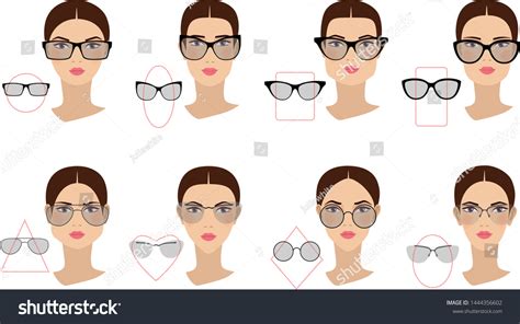 Female Glasses Shapes Accordance Shape Face Stock Vector (Royalty Free ...