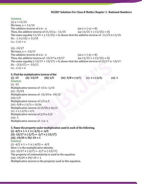 NCERT Solutions For Class 8 Maths Chapter 1 Rational Numbers