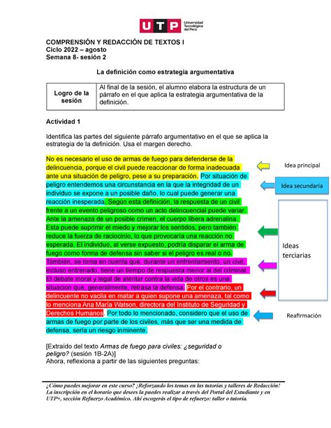 S08 espero les ayude COMPRENSIÓN Y REDACCIÓN DE TEXTOS I Ciclo 2022