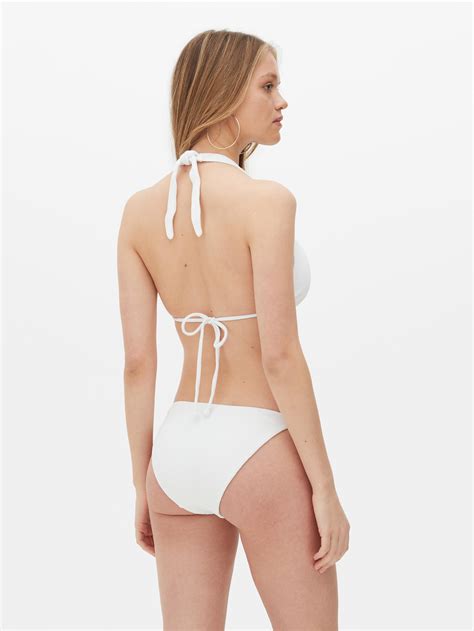 Womens White Textured Tie Halterneck Bikini Primark