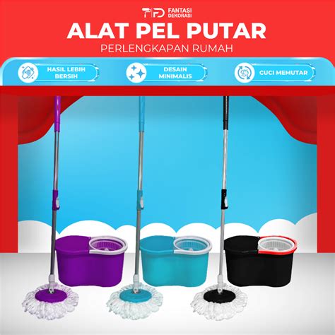 Jual Alat Pel Putar Serbaguna Spin Mop 2 Kain Pel Plastik Alat Pel