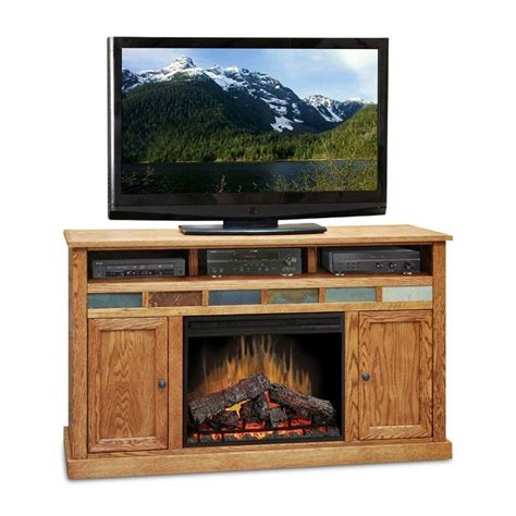 62 Inch Oak Fireplace and TV Stand - Oak Creek | Fireplace tv stand, Electric fireplace tv stand ...