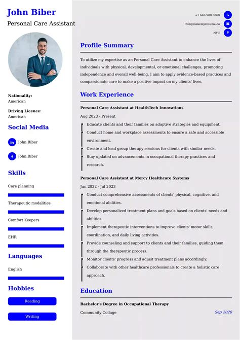 Personal Care Assistant Resume Examples - Australian Format and Tips