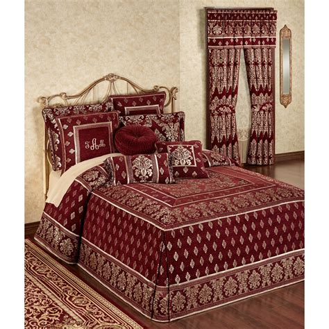 Dynasty Damask Merlot Fitted Oversized Bedspread Bedding