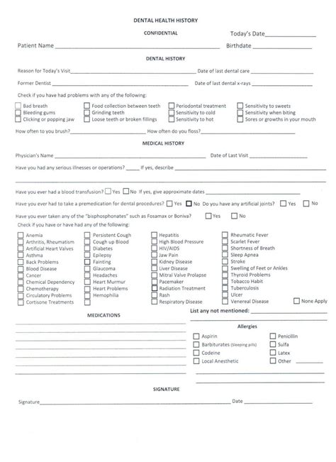 Medical History Update Form Template