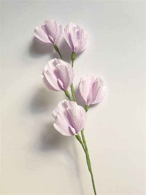 Crepe Paper Sweet Pea Lilac Single Stem Paper Flowers Etsy Canada