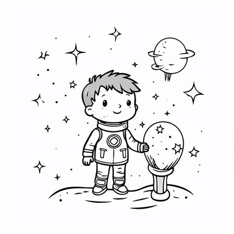 Kleiner Astronaut Ausmalvorlage für Kinder Malifant de