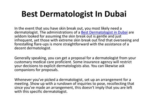 Ppt Best Dermatologist In Dubai Powerpoint Presentation Free