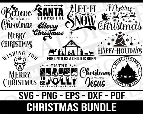 Christmas Bundle Svg Christmas Svg Winter Svg Nativity Svg Santa Svg Merry Christmas Bundle