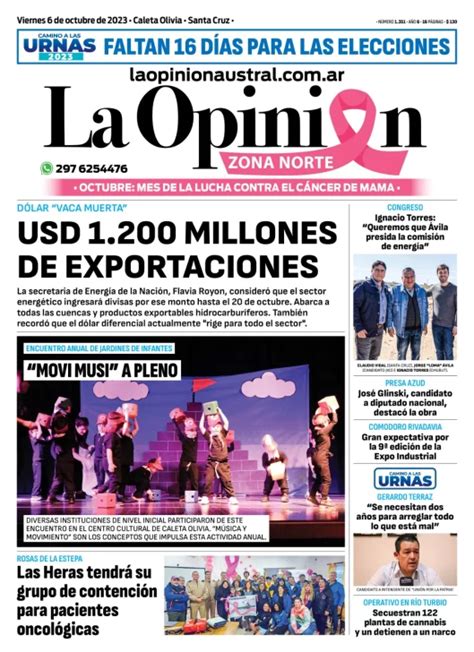 Diario La Opini N Zona Norte Tapa Edici N Impresa Del Viernes De