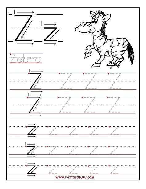 Letter Z Tracing Worksheets