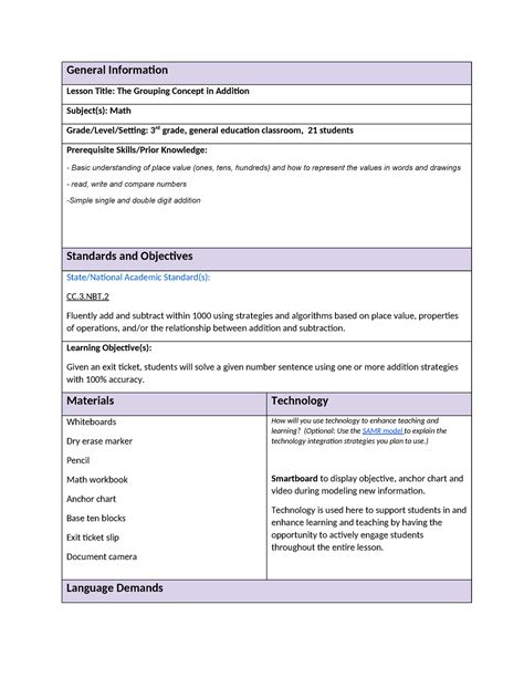 Tws Task Lesson General Information Lesson Title The Grouping