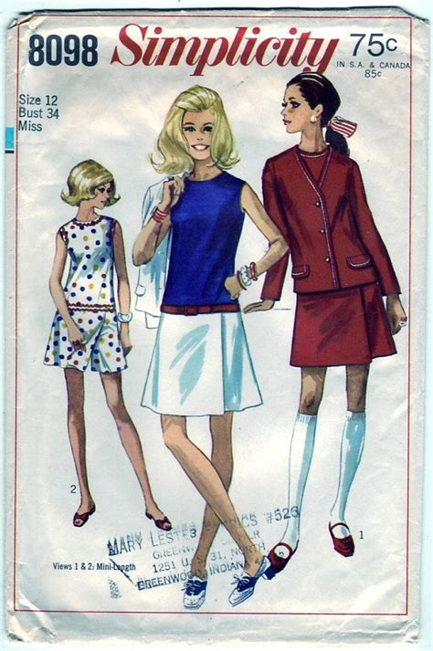 Vintage 1969 Simplicity 8098 Sewing Pattern Misses Etsy 60s And 70s Fashion Culotte Dress