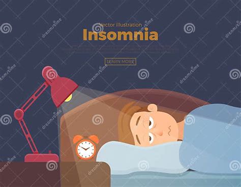 Sleepless Man Face Cartoon Character Suffers From Insomnia Stock