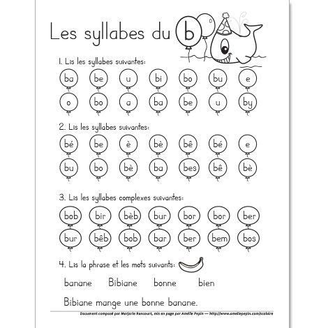 Les syllabes du b Syllabes Orthopédagogie Lecture syllabe