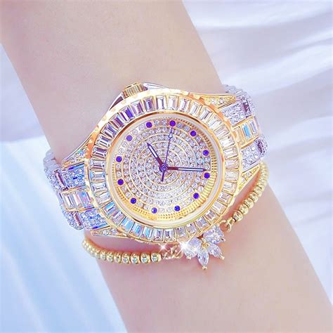 Wrist Watch Quartz Watch for Women Full Diamond Crystal Analog Quartz ...