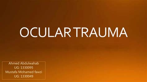 Ocular Trauma Ppt