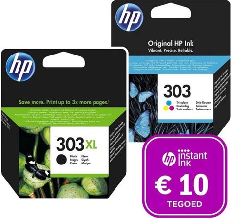 HP 303 Inktcartridge 303XL Zwart 303 Kleur Instant Ink Tegoed