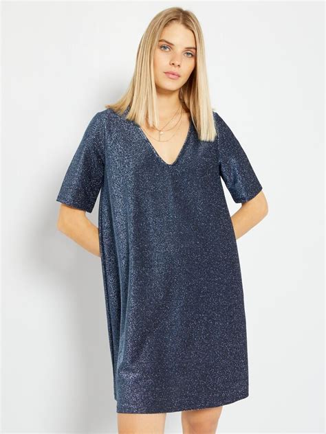 Robe Courte En Maille Bisou Bleu Kiabi