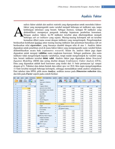 (PDF) Analisis Faktor (Factor Analysis)