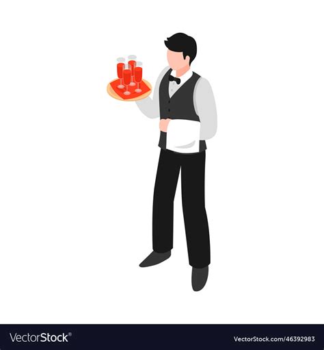 Isometric Waiter Royalty Free Vector Image Vectorstock