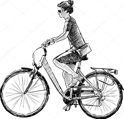 Niña En Bicicleta Dibujo Dibujo De Una Niña En Bicicleta — Foto De Dibujos De Colorear