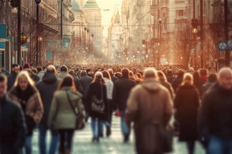 Folla Di Persone Che Camminano Su Una Strada Trafficata Che Si Muove