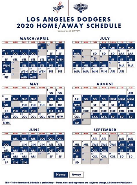 Dodgers Announce 2020 Preliminary Schedule | Think Blue LA