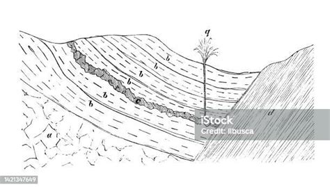 Antique Illustration Geology Artesian Aquifer Stock Illustration ...