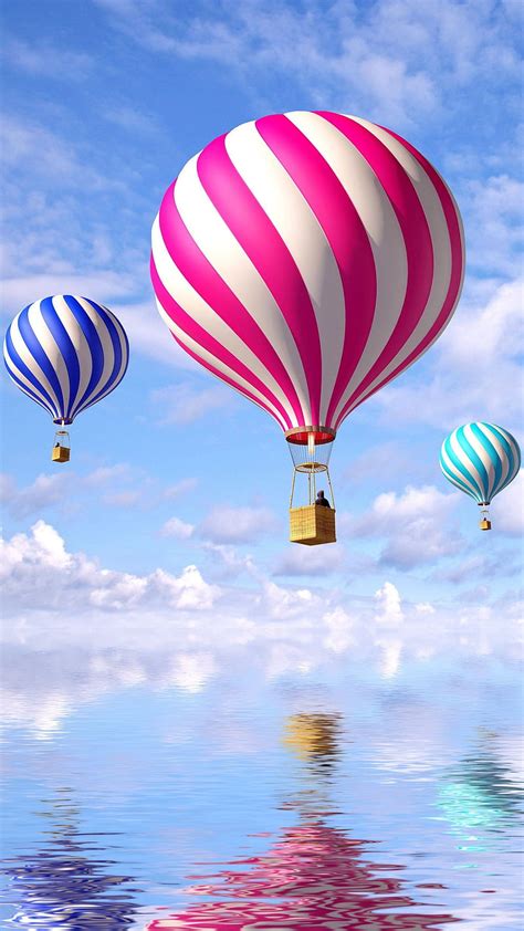 Hot Air Balloons Clouds Sea Flight Air Balloons Water Hd Phone