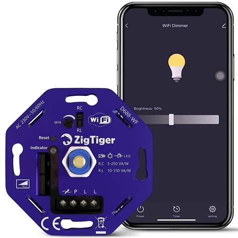 Zigtiger Wifi Led Dimmer Switch Universal Wifi Rotary Dimmer Flush