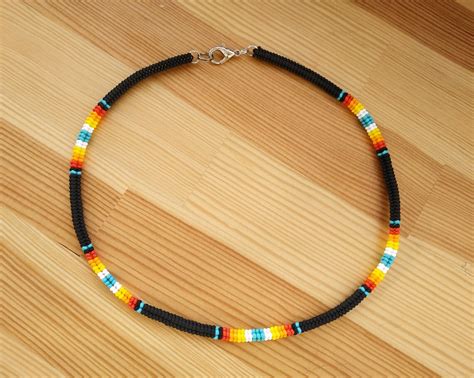 Native American Inspired Turquoise Choker Southwestern Beadwork Thin