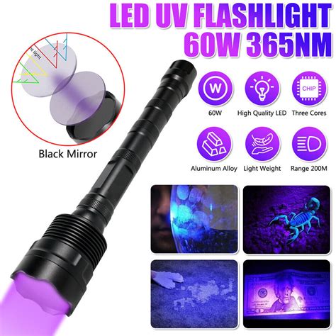 W Uv Ultra Violet Led Flashlight Blacklight Nm Inspection Lamp